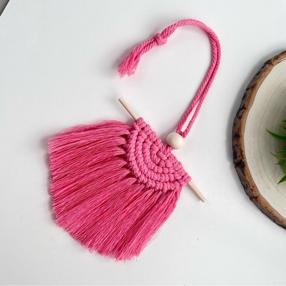 Macrame Half Moon Car Charm - Picture 4 of 8